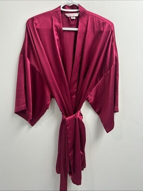 Victoria's Secret Satin Kimono Robe - Berry Red